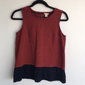 J.Crew factory orange and navy striped peplum.
